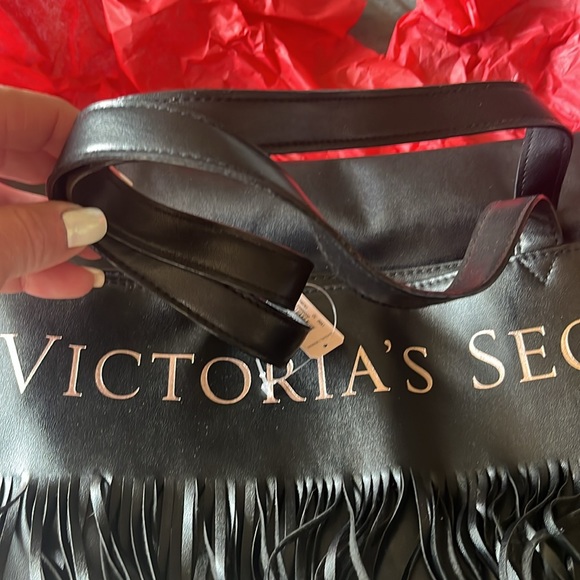 NWT Limited Edition Victoria's Secret Large Fringe Faux Leather Tote - Picture 8 of 11